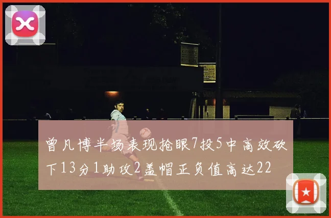 曾凡博半场表现抢眼7投5中高效砍下13分1助攻2盖帽正负值高达22